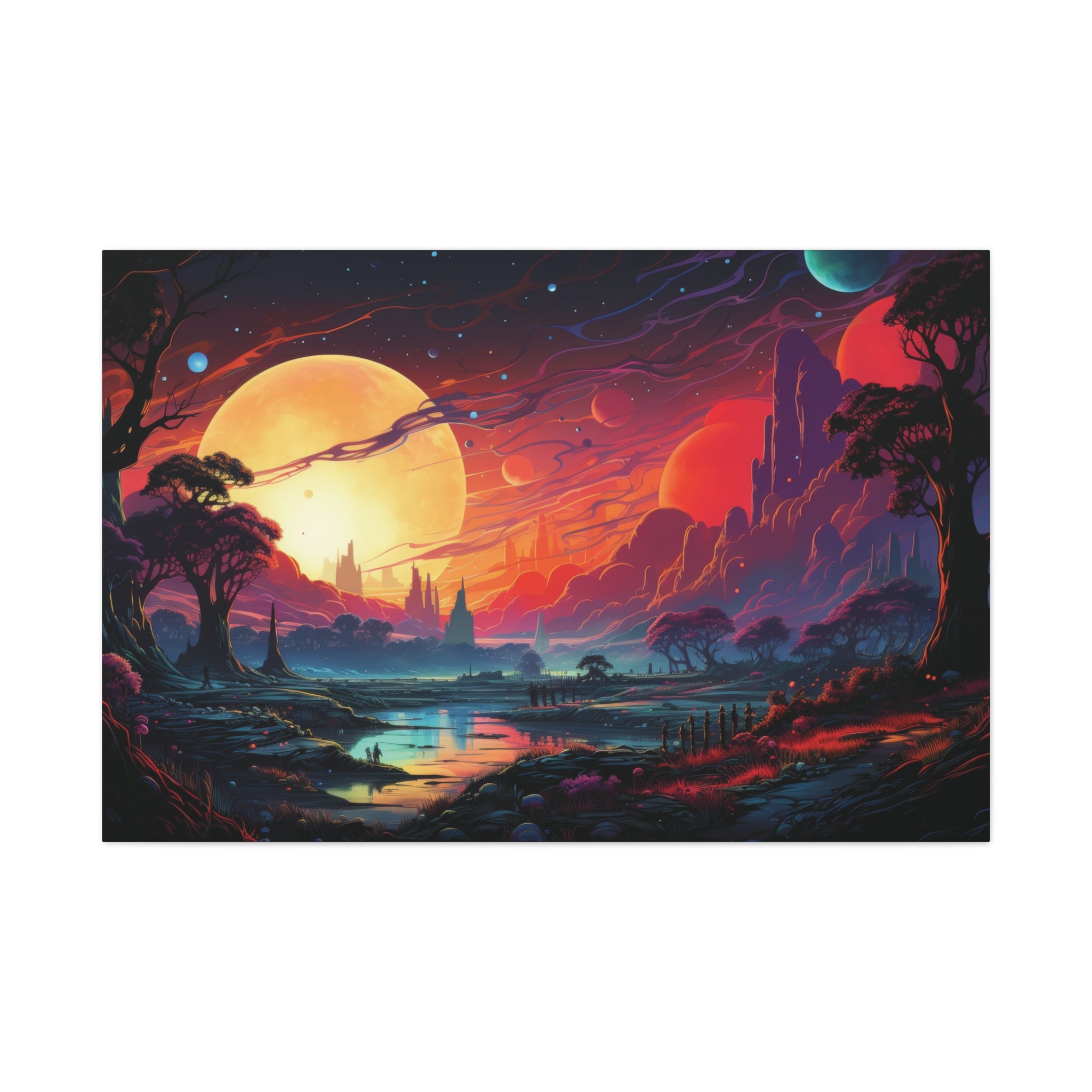 Ethereal Twilight Worlds: Sci-Fi Landscape Canvas Art