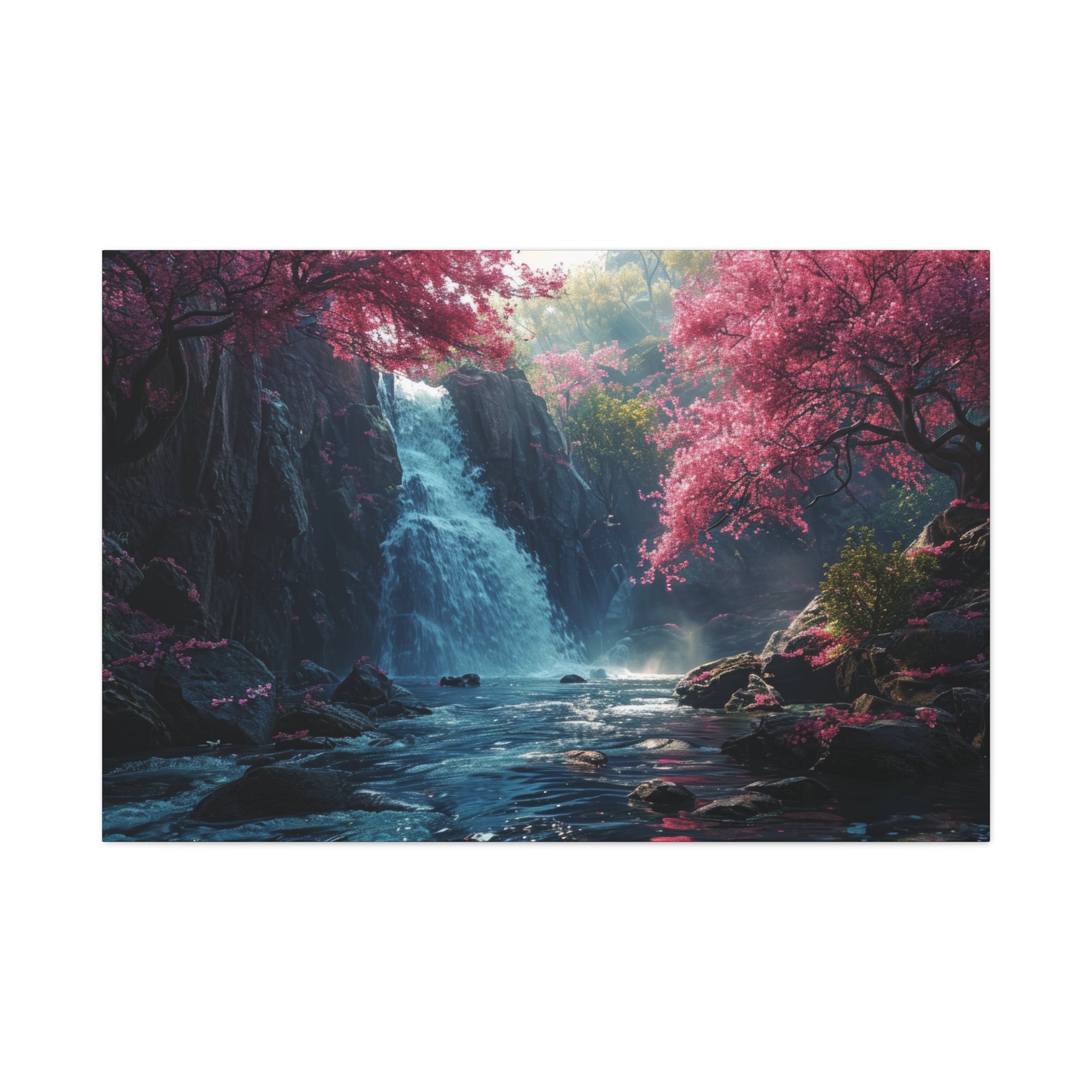 Enchanted Waterfall Oasis: Serene Nature Canvas Art