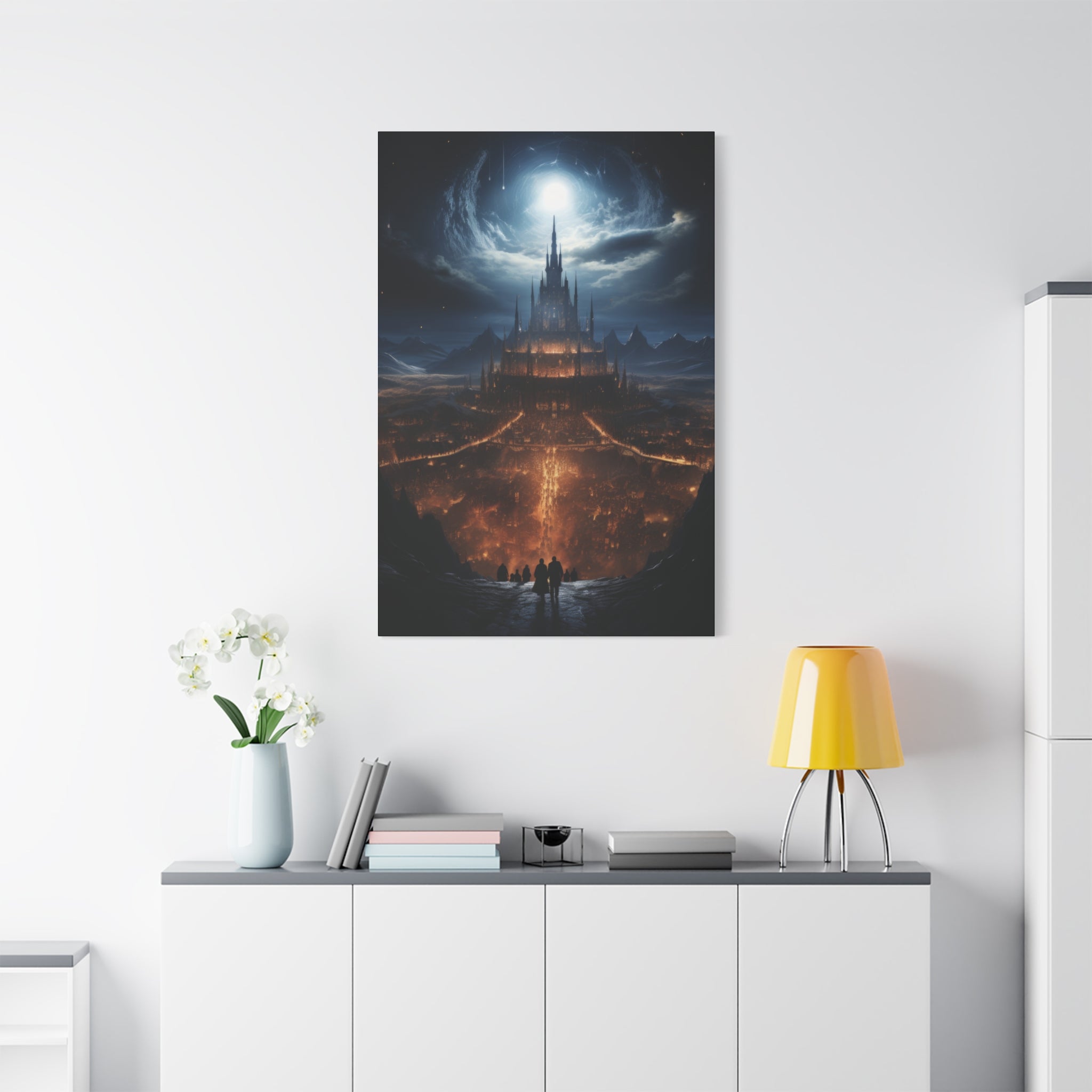 Interstellar Citadel: Cosmic Vista Canvas Art