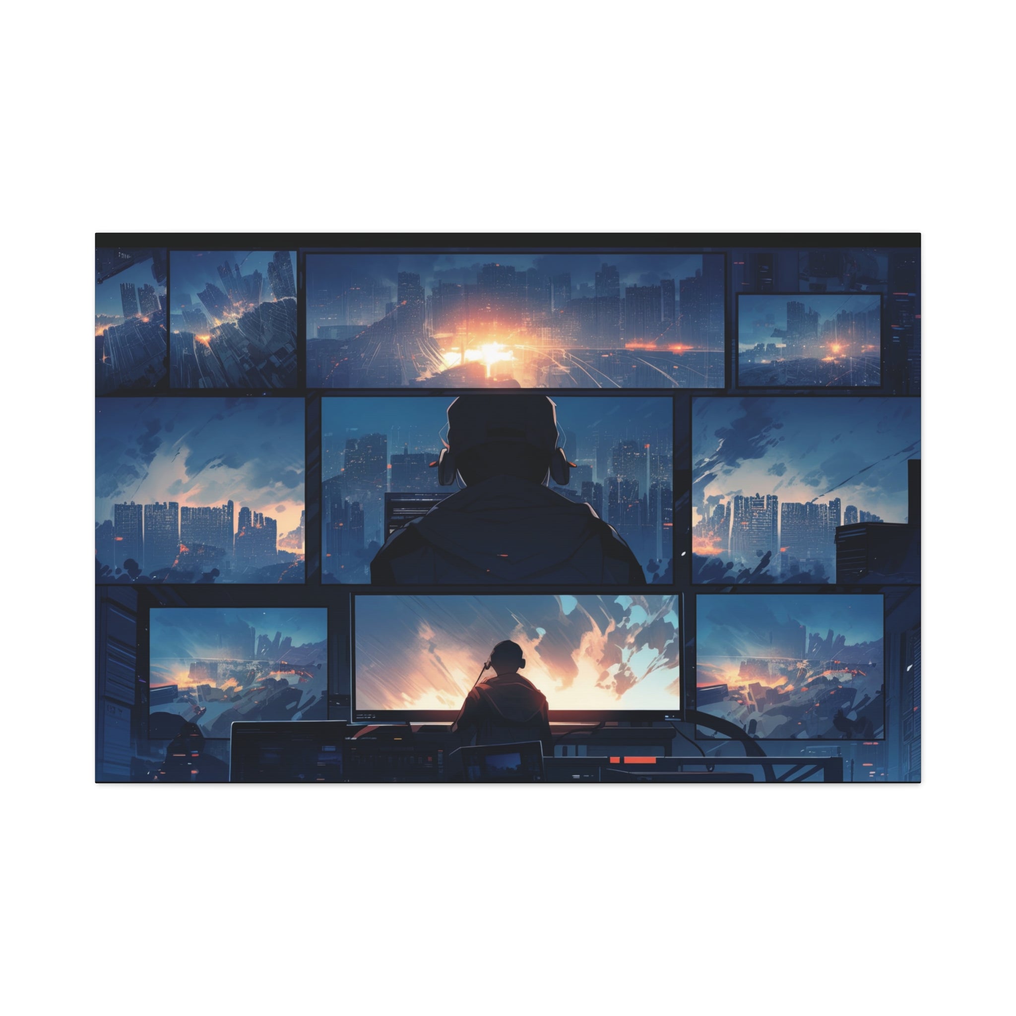 Manga Urban Twilight Watcher Canvas Art