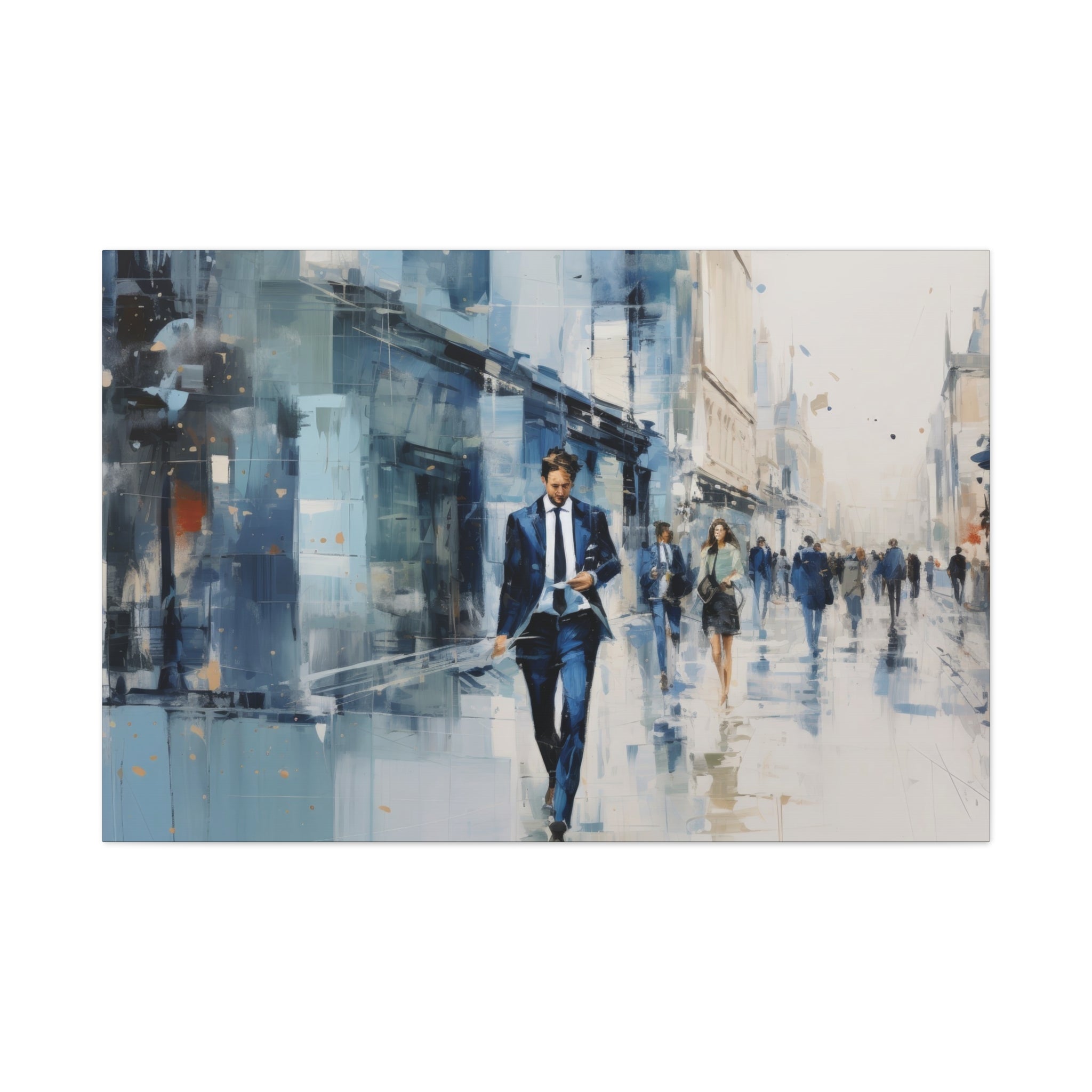 Metropolitan Rhythms: Impressionist Cityscape with Businessman Canvas Art