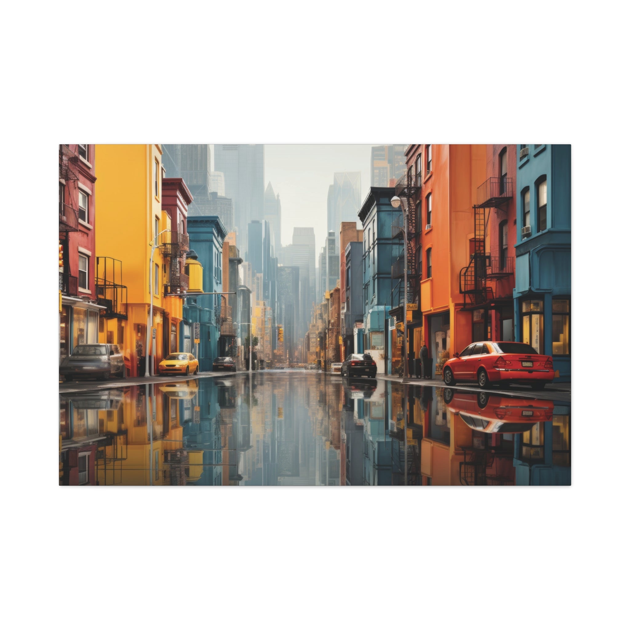 Colorful Metropolis: Vivid New York Street View Canvas Art