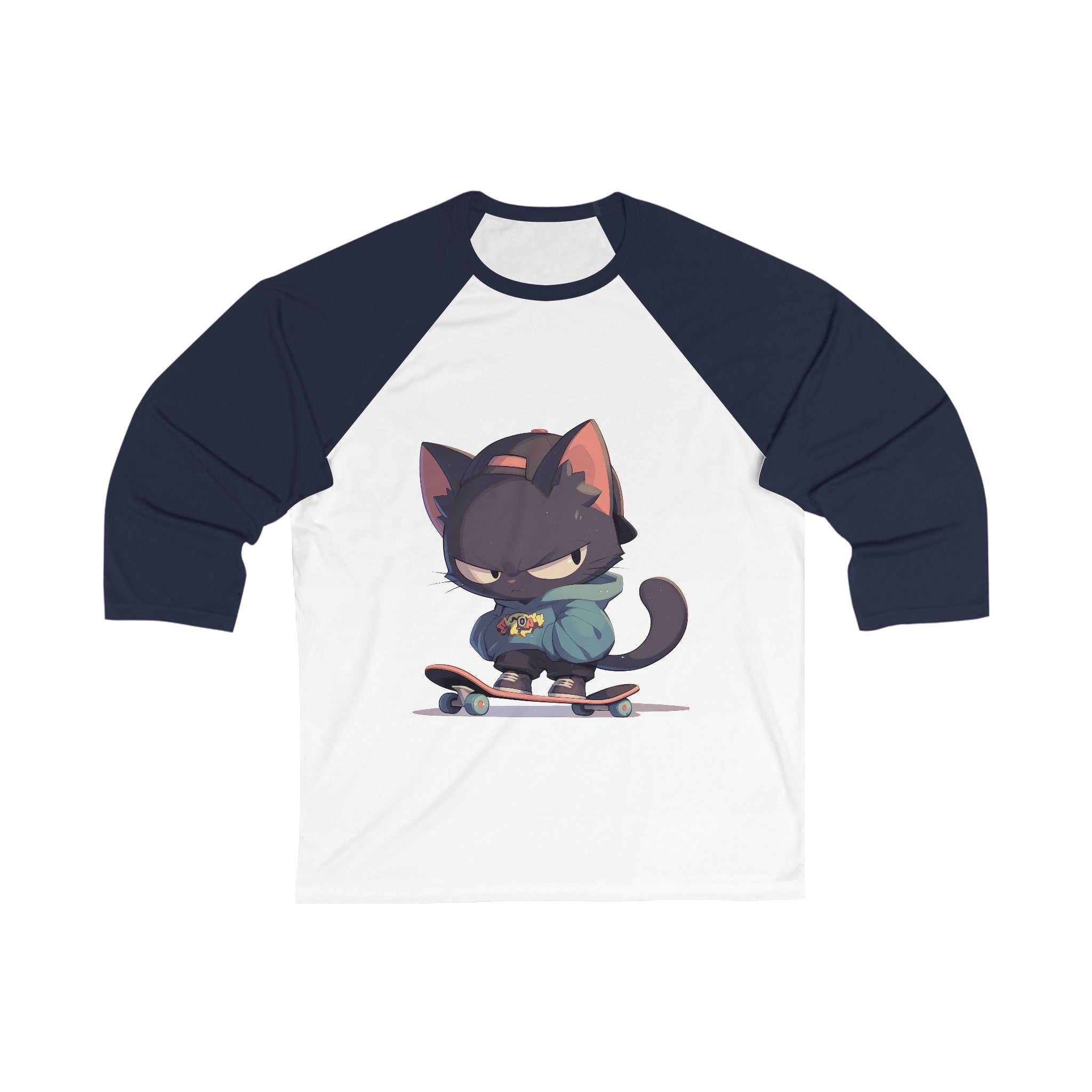 Too Cool for School Cat 3/4 Sleeve Baseball Tee