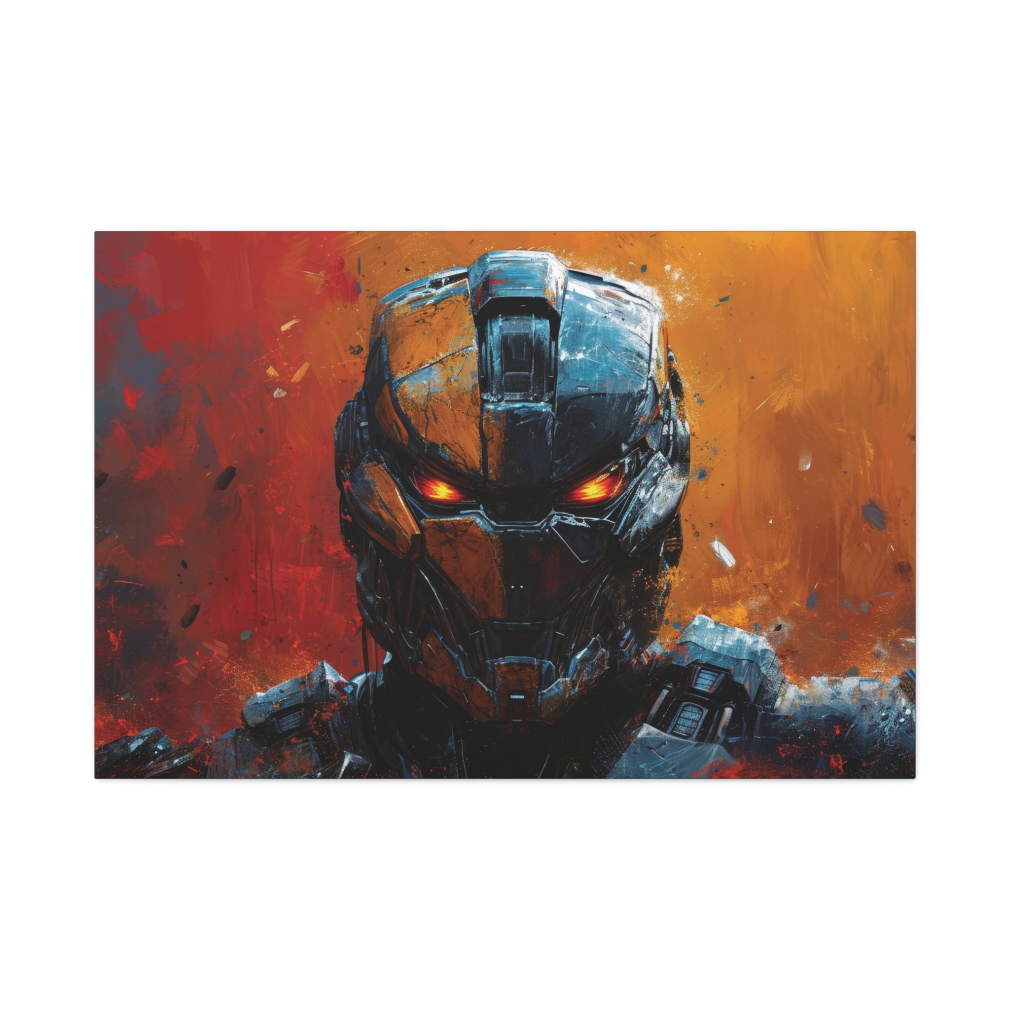 Vigilant Sentinel: The Steel Guardians Watchful Eyes Canvas Art