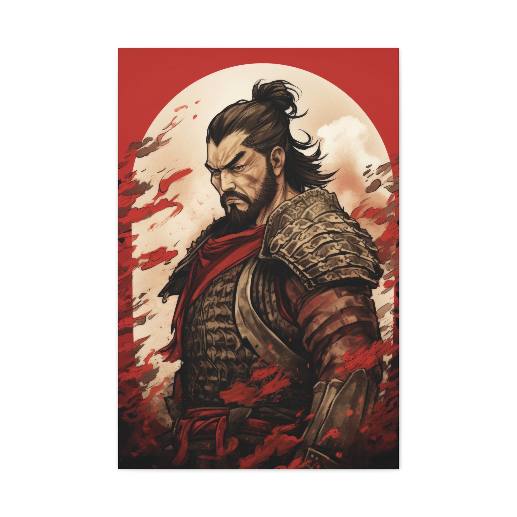 Samurai's Resolve: Warrior under the Rising Sun Canvas Art