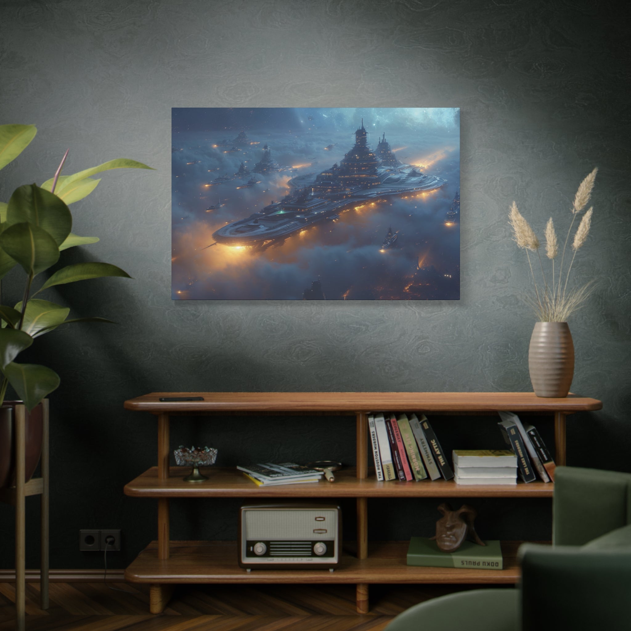 Cosmic Fleet Harbor Canvas Art