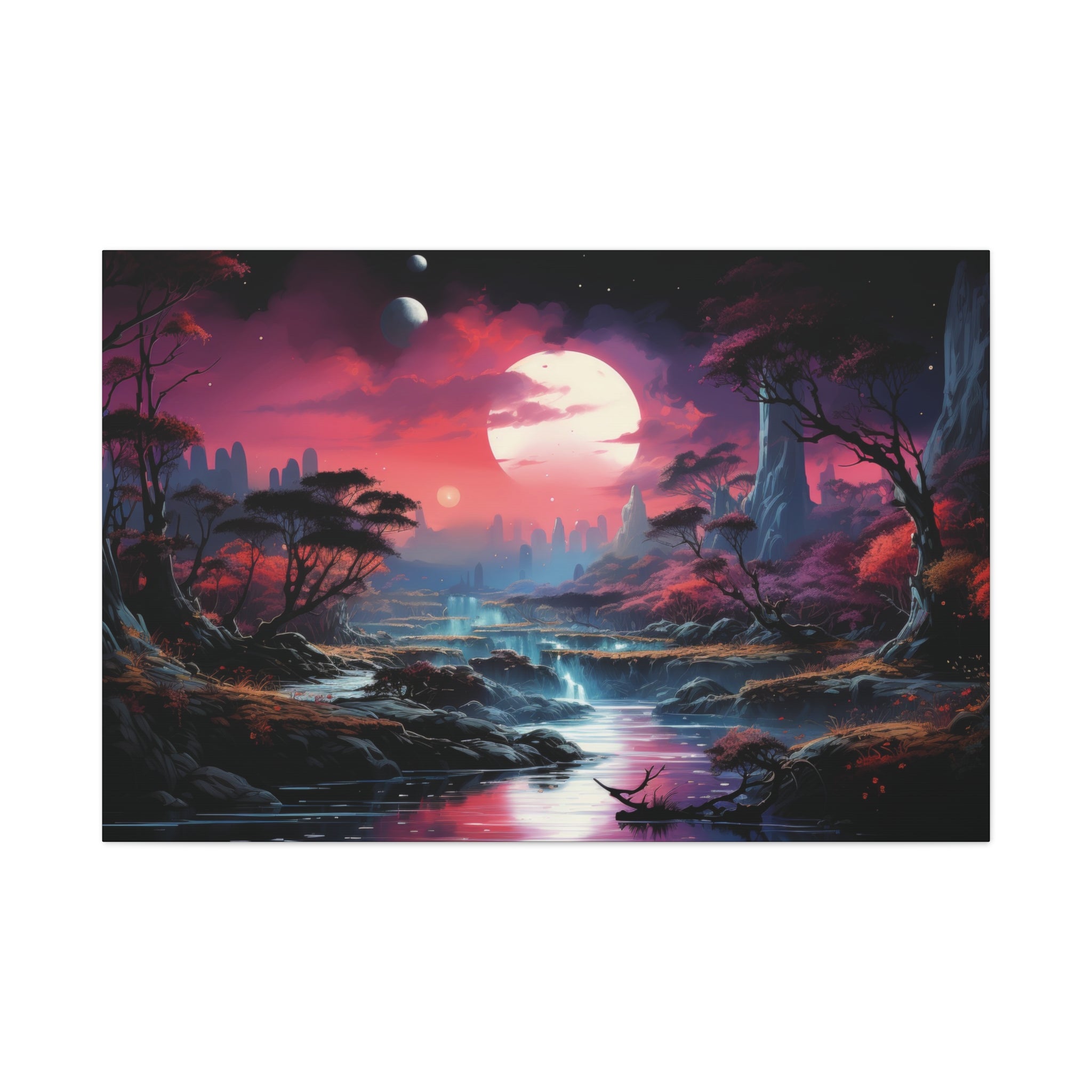 Twilight Symphony: A Celestial Falls Panorama Canvas Art