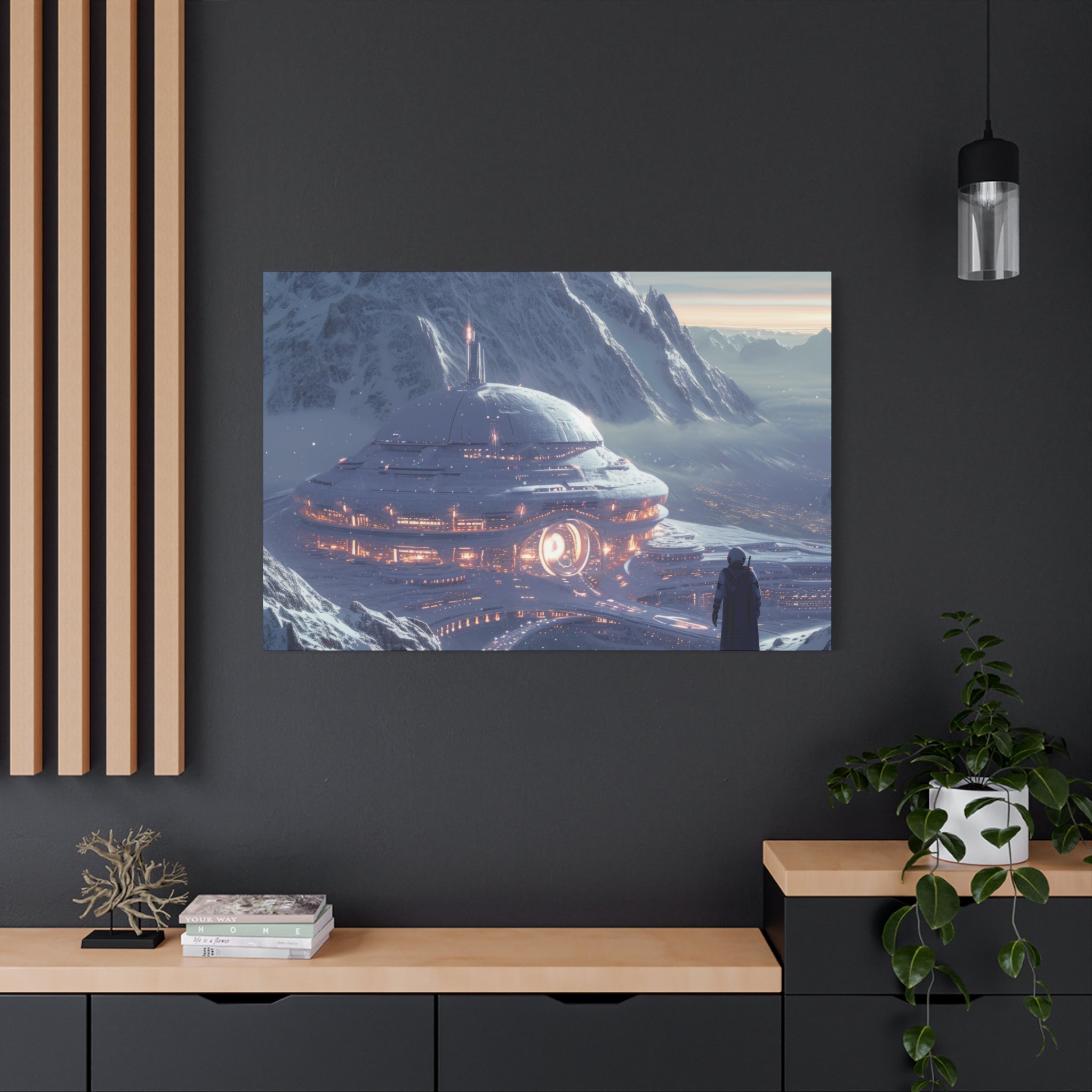 Frostbound Galactic Outpost Canvas Art