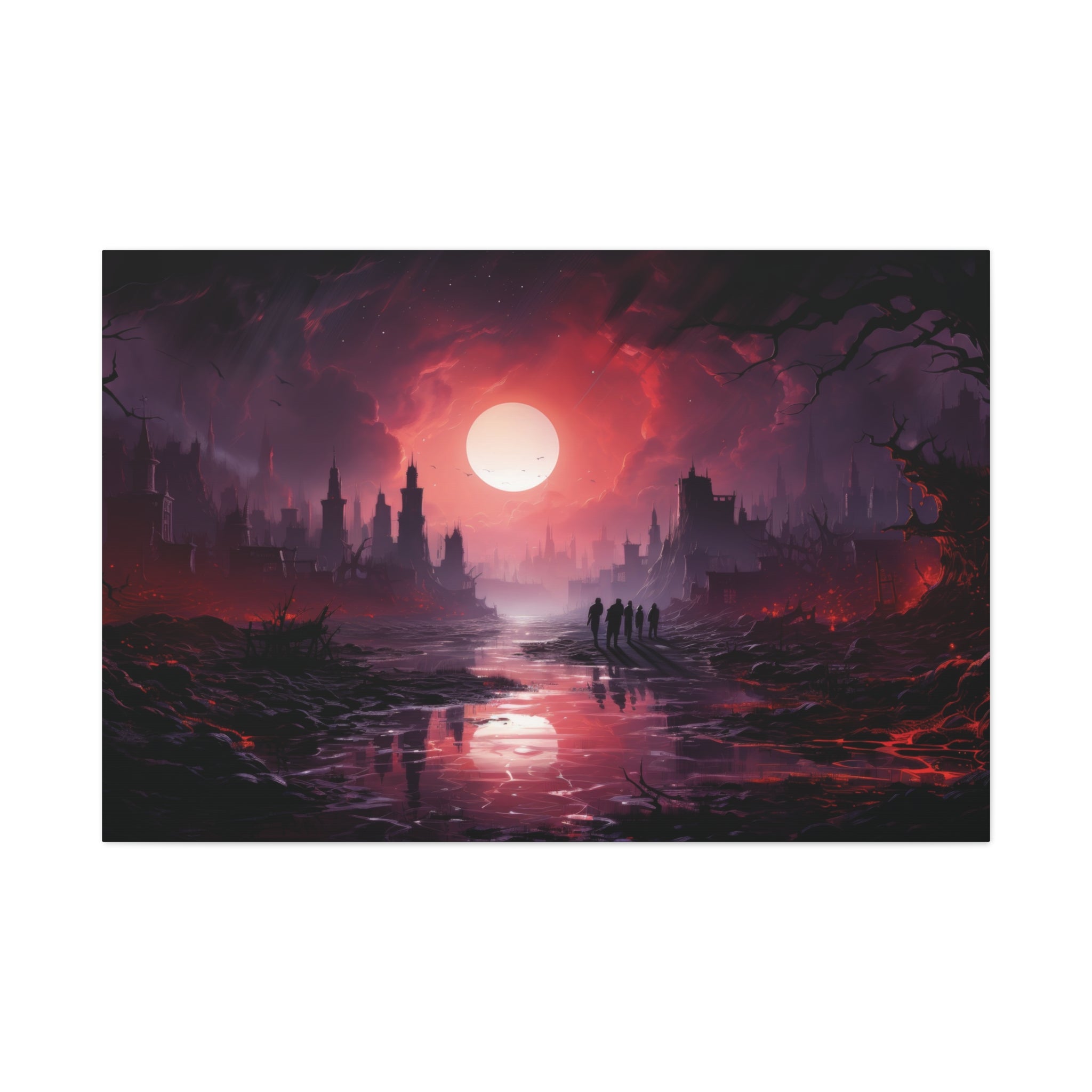 Crimson Eclipse: A Dystopian Odyssey Canvas Art