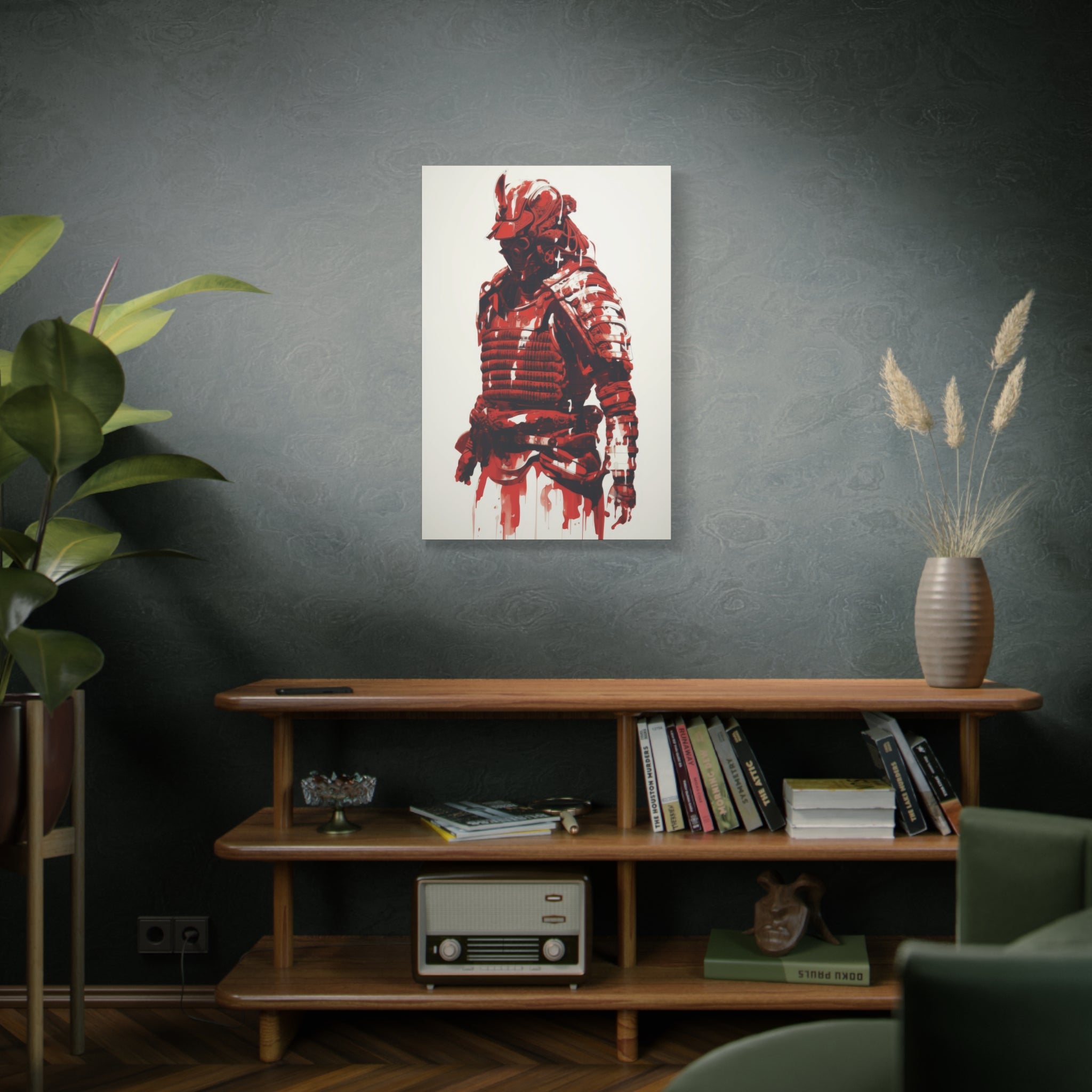 Crimson Warrior: Modern Interpretation of Samurai Valor Canvas Art