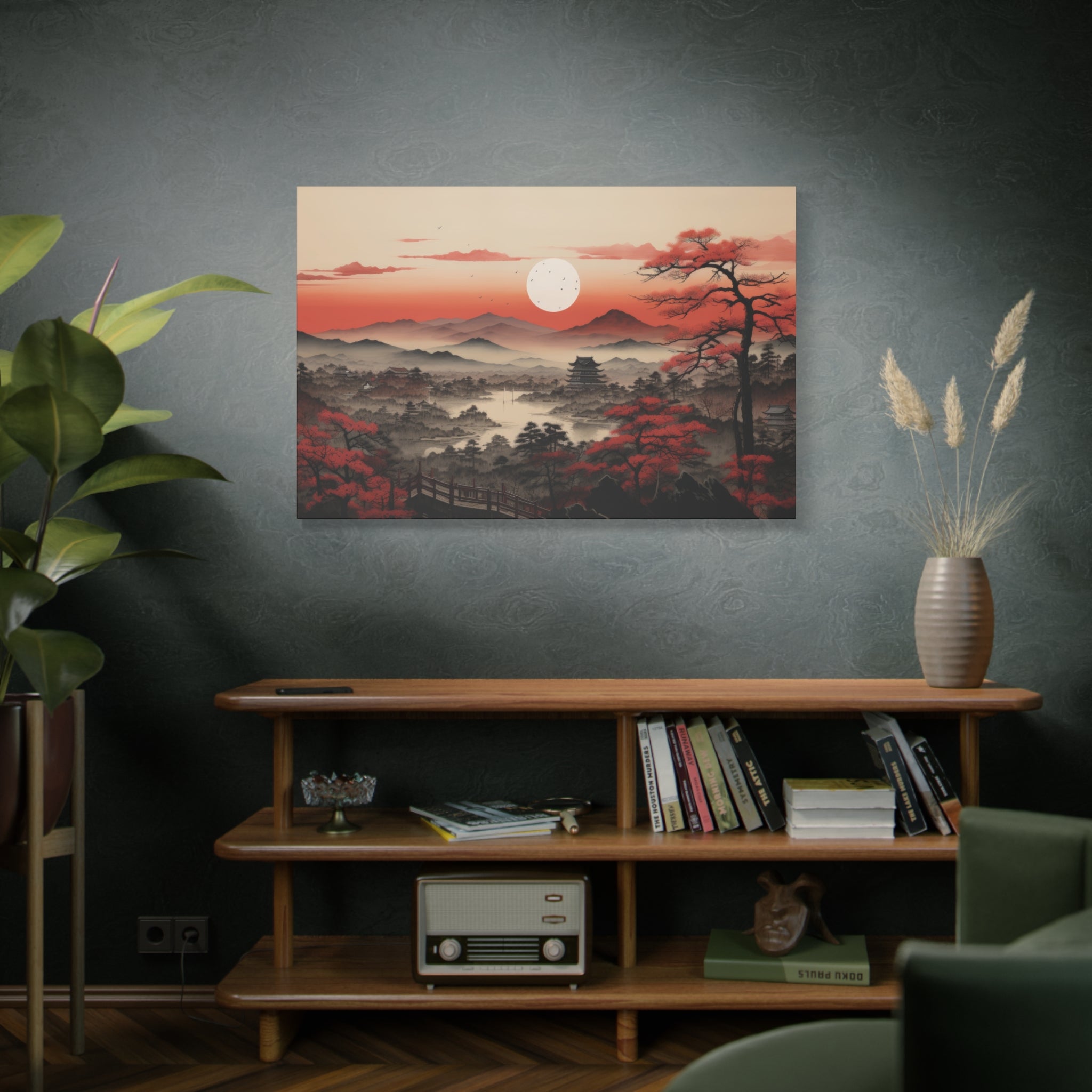 Kyoto Serenity: Sunrise over Sakura Canvas Art