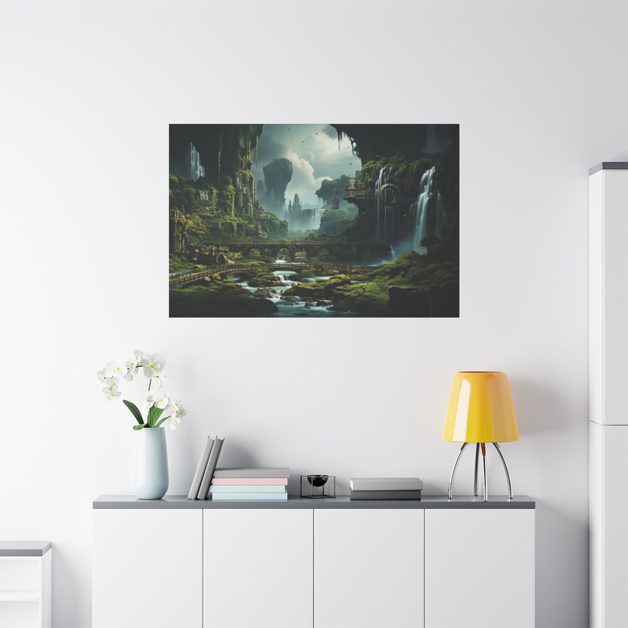 Verdant Utopia: Cascades and Chronicles Canvas Art