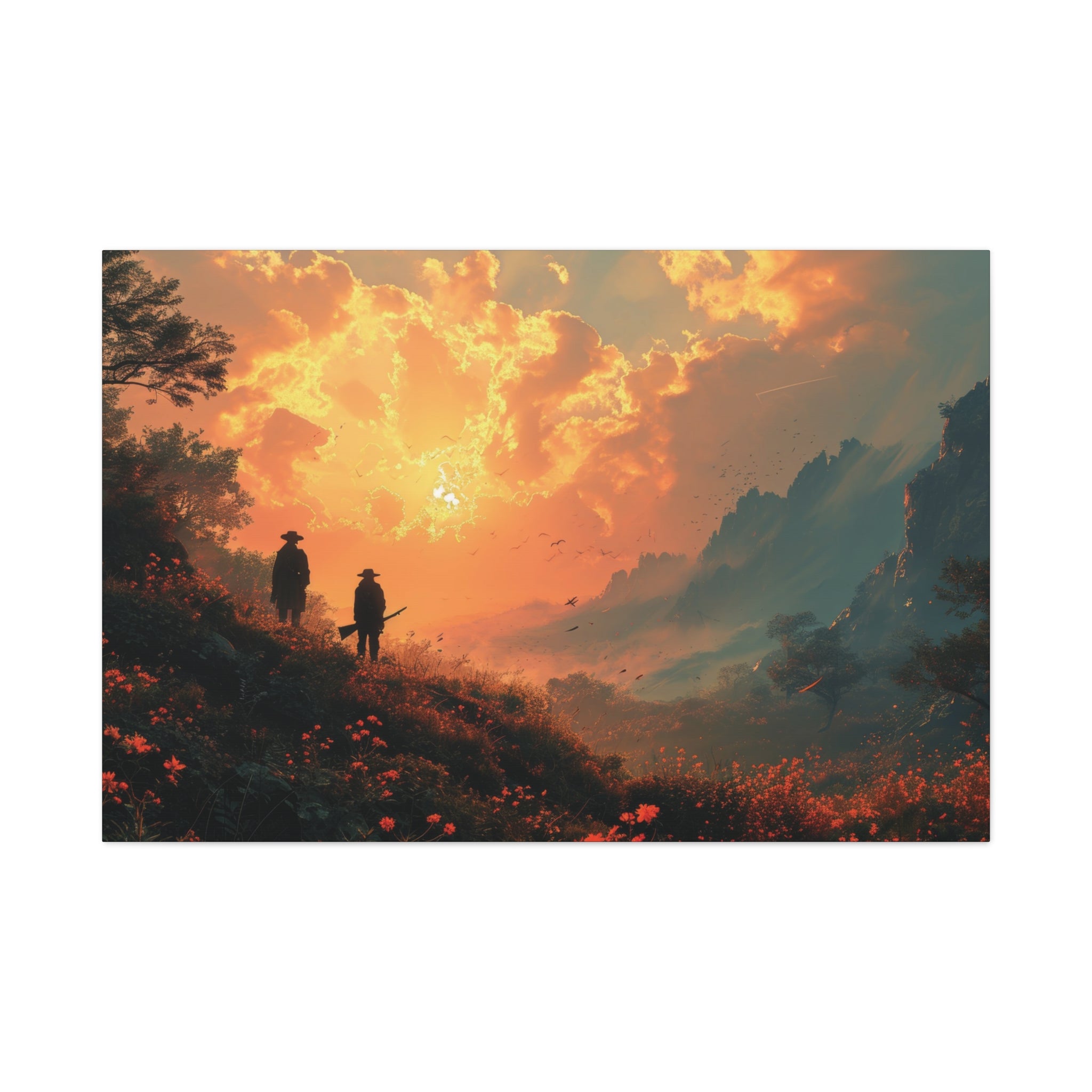 Dawn of Tomorrow: Warriors Gazing upon New Horizons Canvas Art