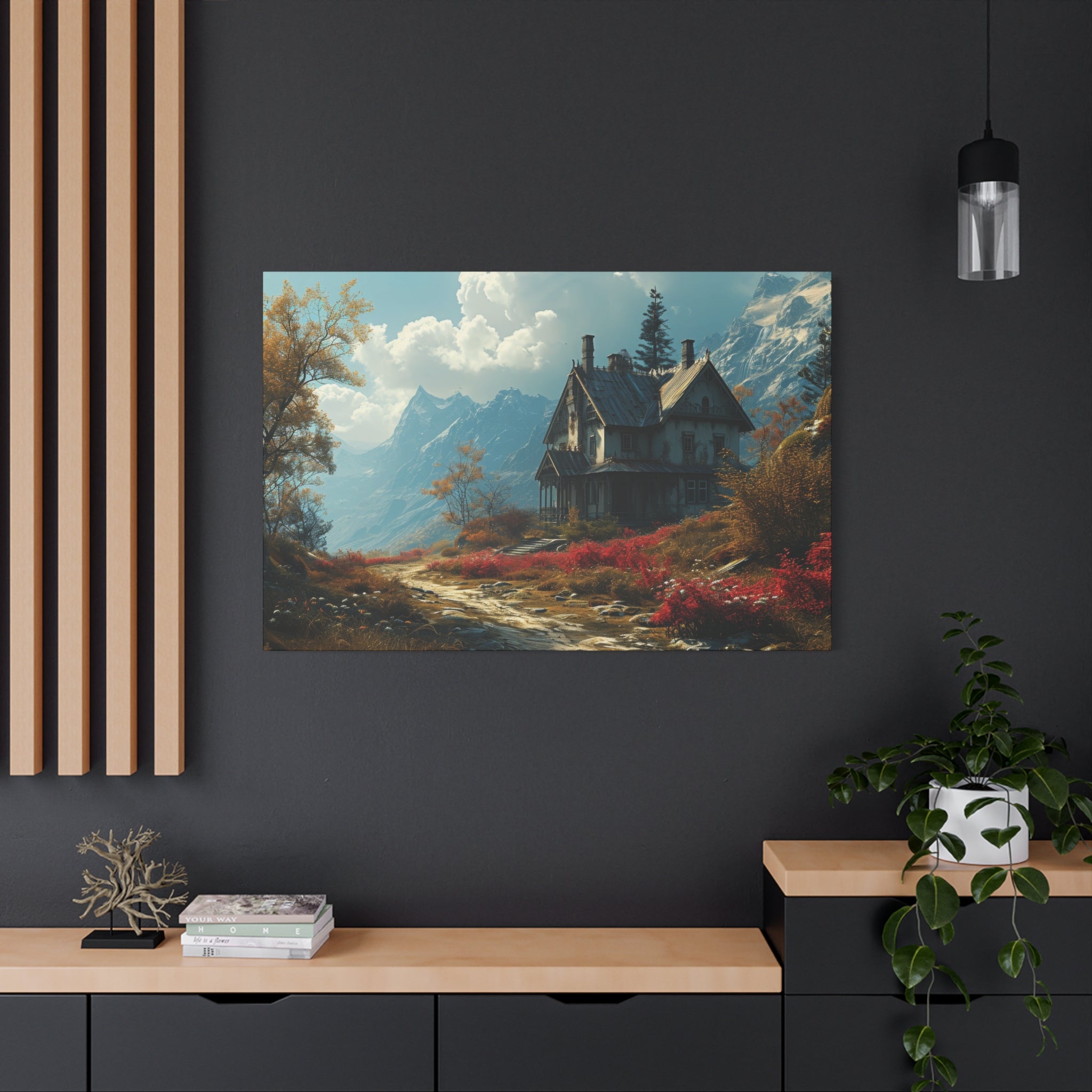 Mountain Retreat: Alpine Manor Canvas Art