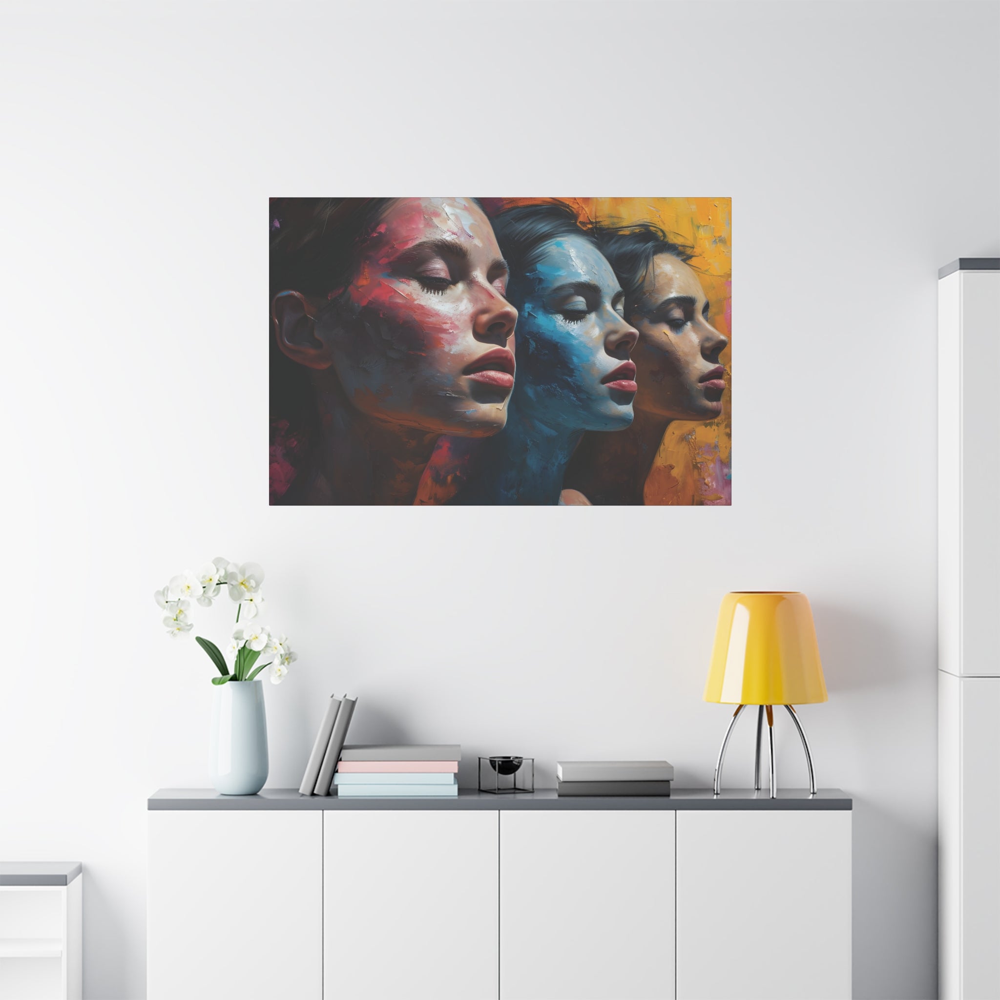 Abstract Artistic Portrait Trio Canvas Art