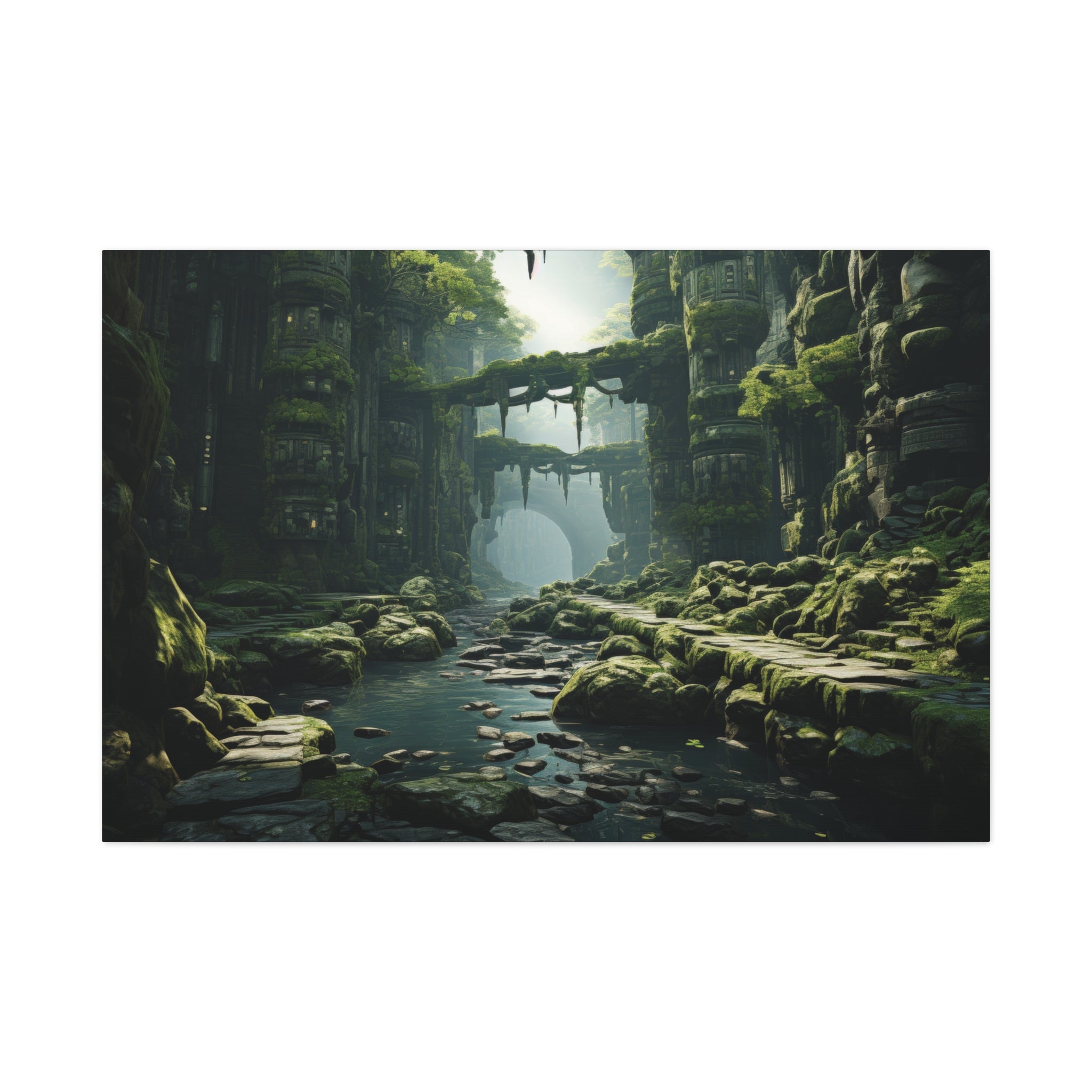 Ancient Sanctuary: The Lost River Ruins Canvas Art