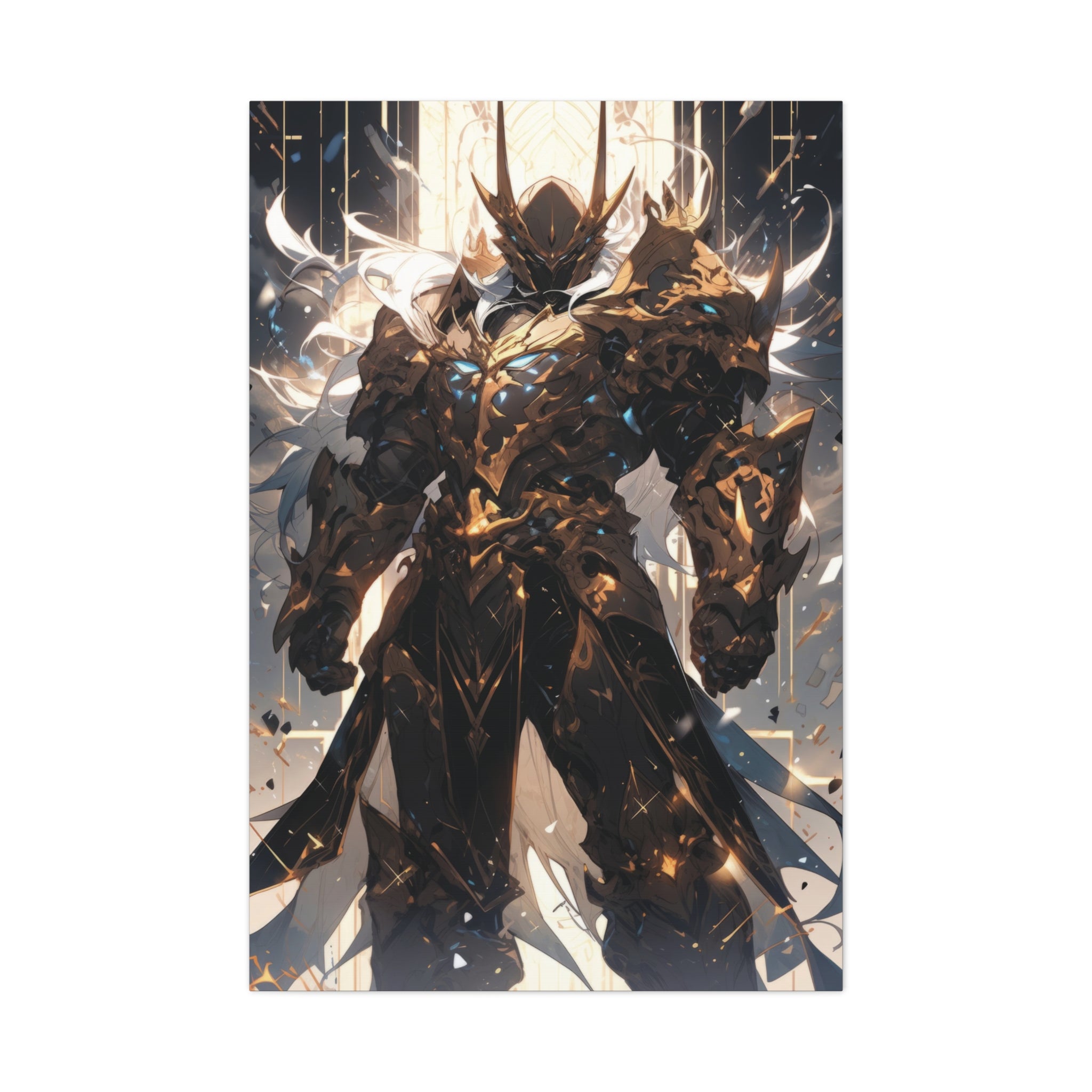 Celestial Vanguard: Divine Warrior in Shining Armor Canvas Art