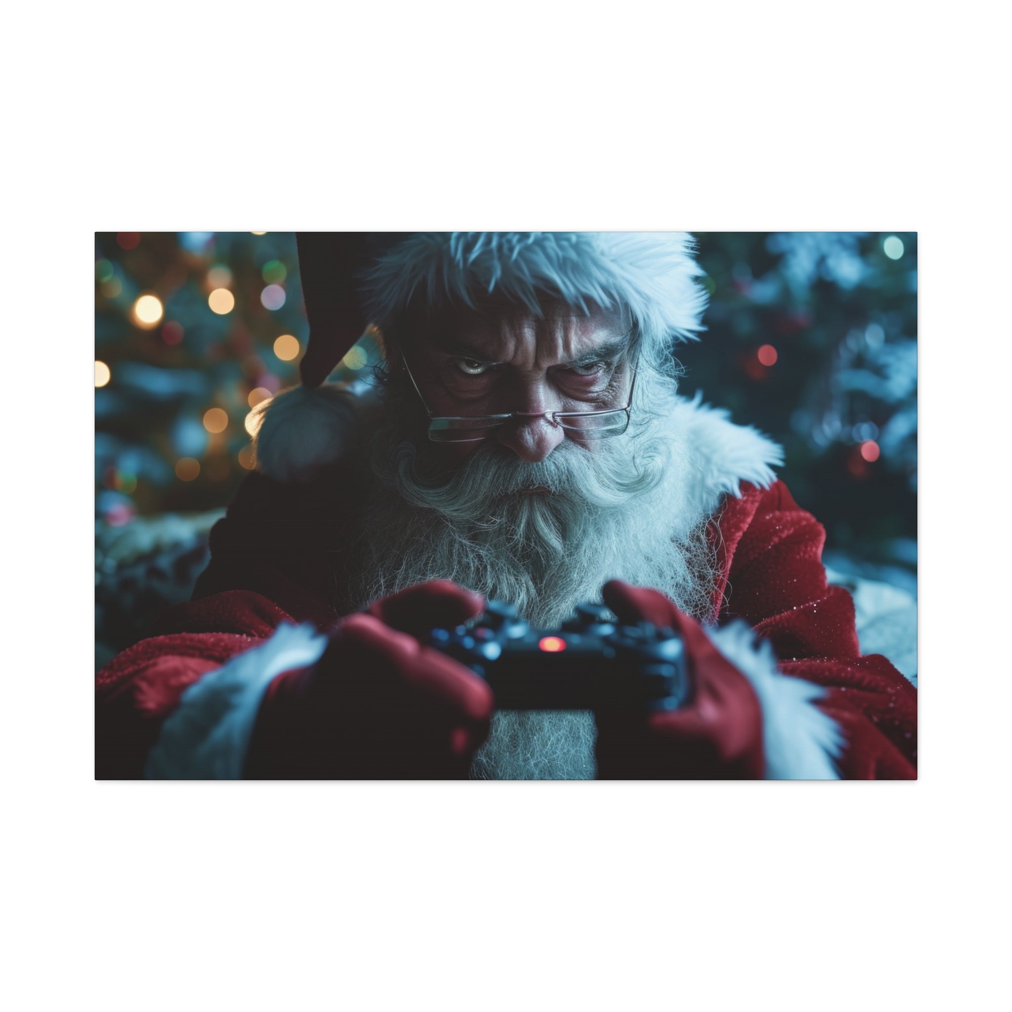 Gamer Claus: Santa's Midnight Gaming Session Canvas Art