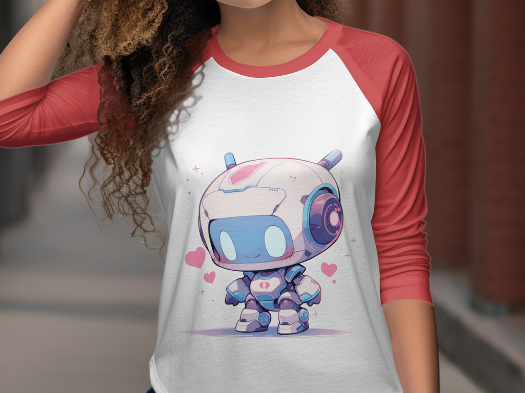 Adorable Bot Buddy 3/4 Sleeve Baseball Tee