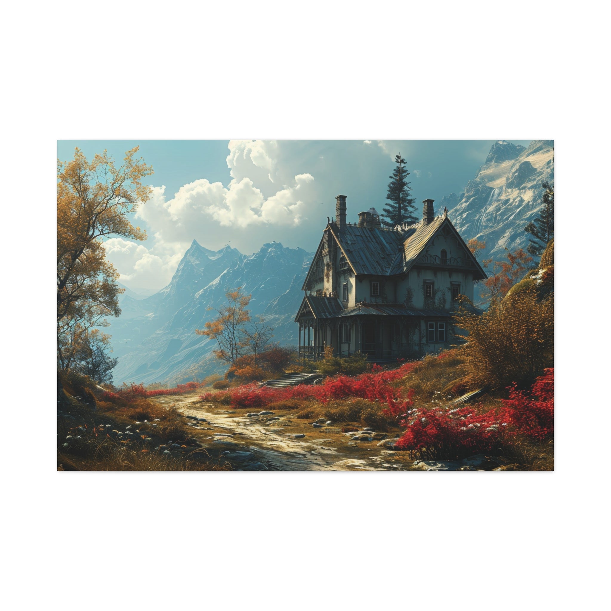 Mountain Retreat: Alpine Manor Canvas Art