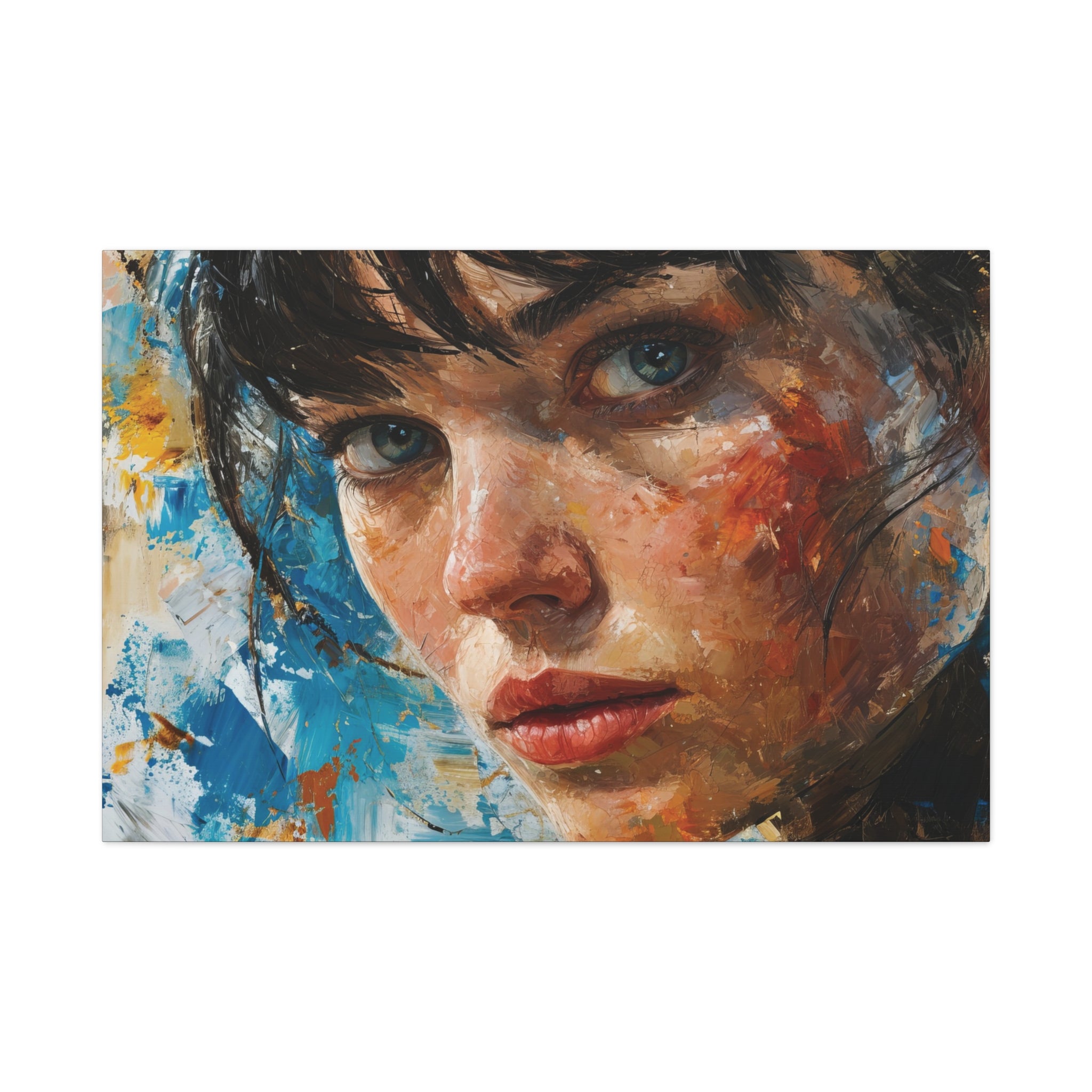 Vivid Gaze: Patchwork Collage Portrait Canvas Art