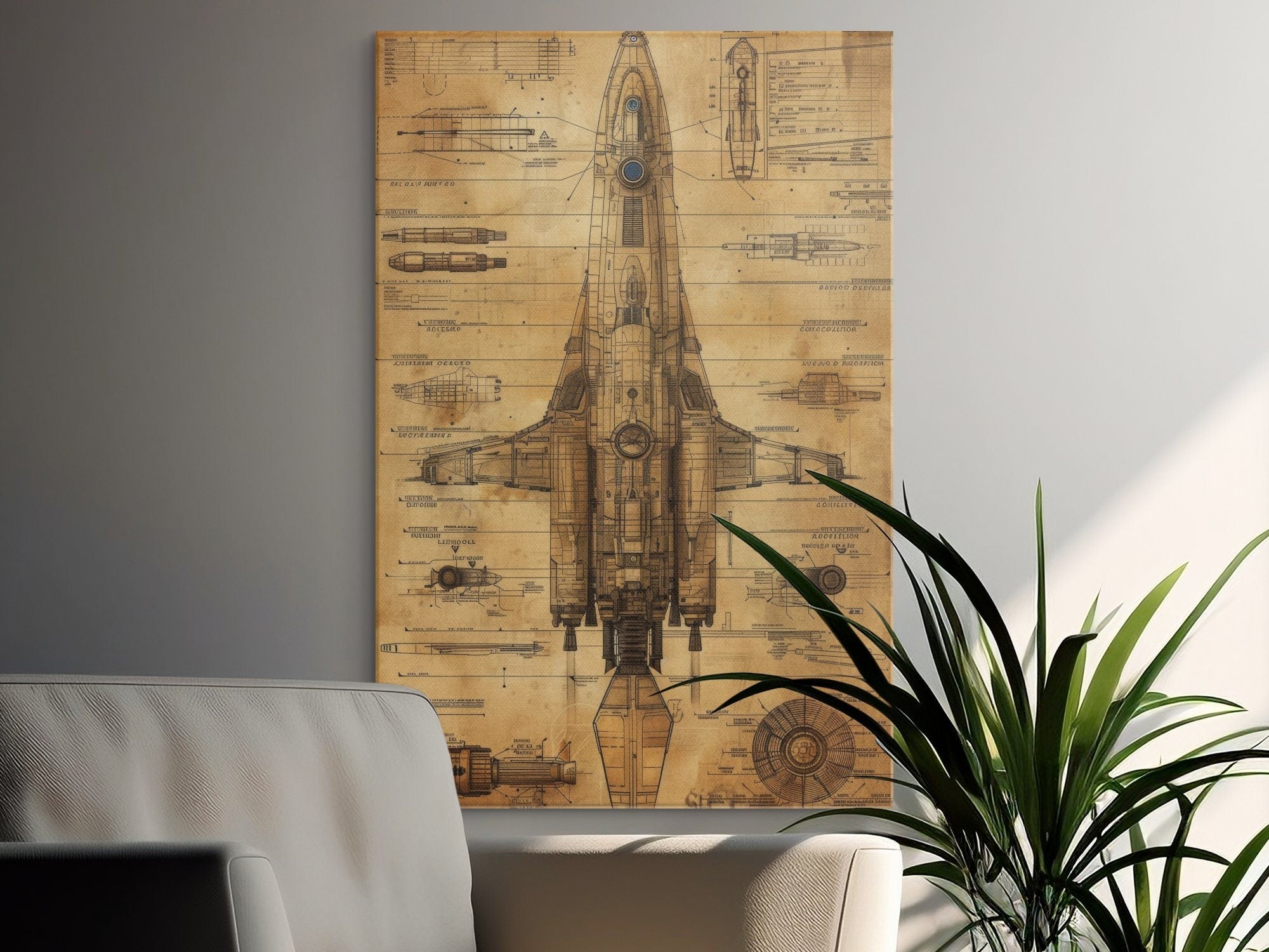 Da Vinci Style Spaceship Blueprint - MiTo Store