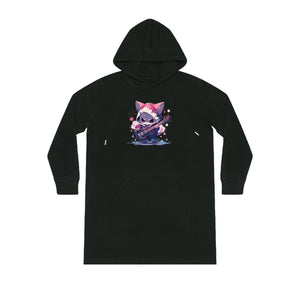 Cute Cat Guitarist Hoodie Dress - MiTo Store