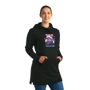 Cute Cat Guitarist Hoodie Dress - MiTo Store