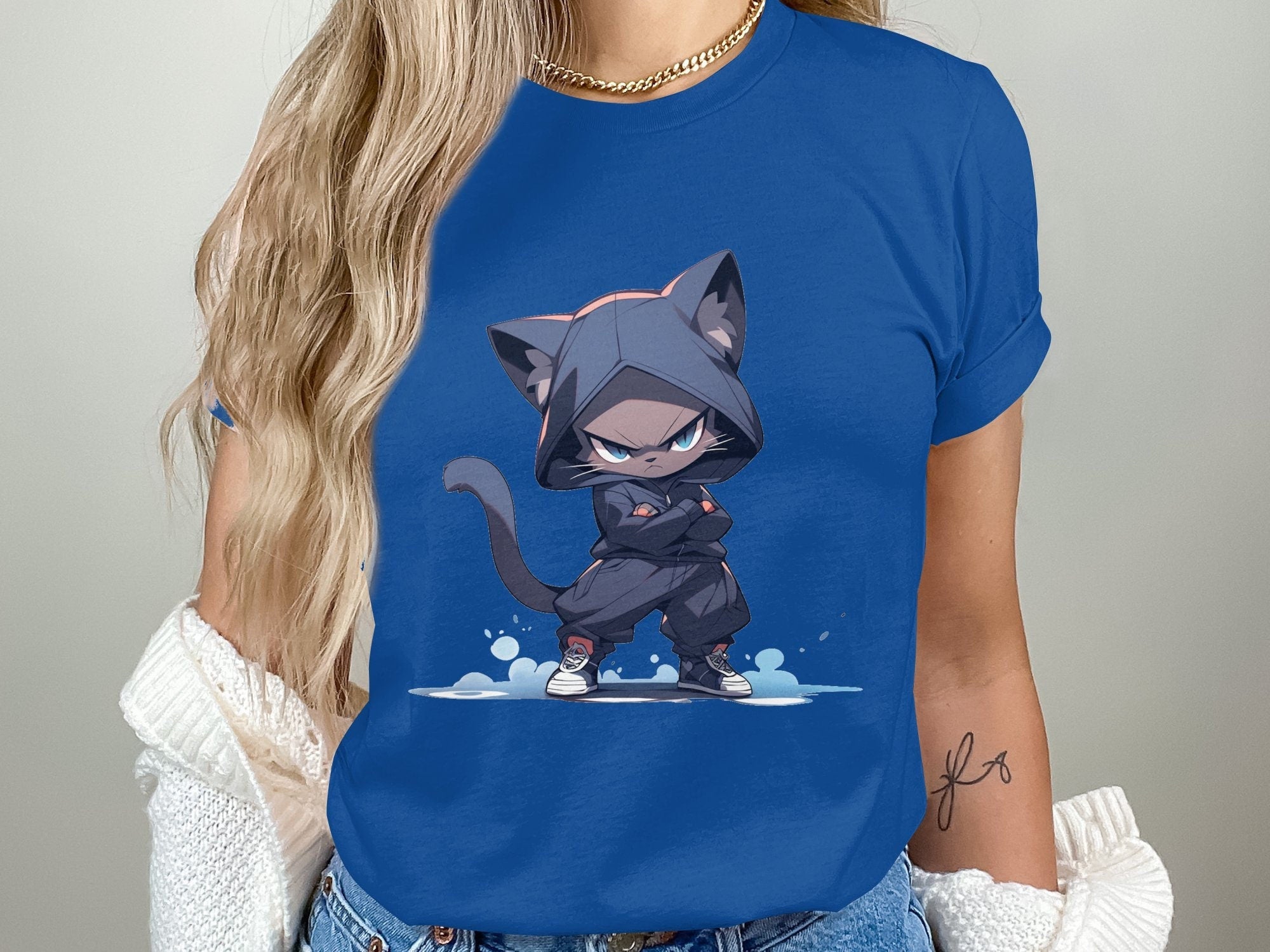 Ninja Cat in Hoodi T-Shirt - MiTo Store